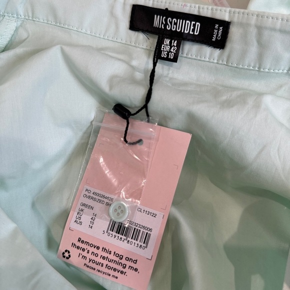 Missguided Green Oversized Button Up (sz 10) - Picture 7 of 8